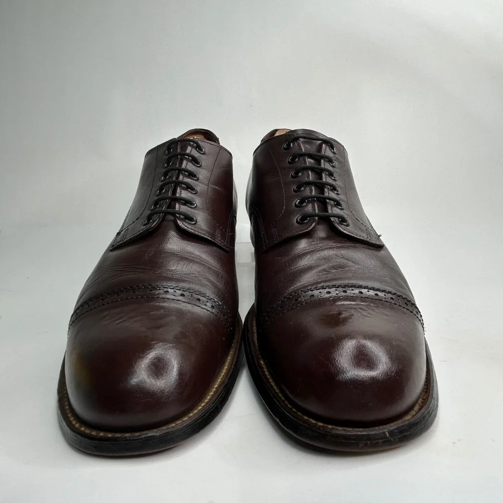 Vintage Stacy Adams Madison Cap Toe Oxford 10.5‎ D - Brown Kidskin Leather 00012